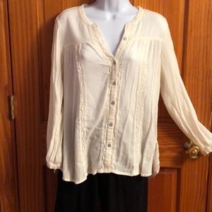 AEO Button down peasant top